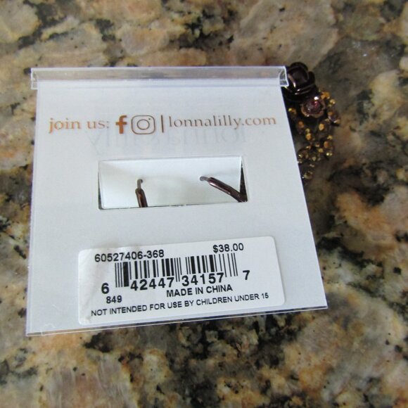 Lonna & Lilly Brown Gold-Tone Flower Open Drop Earrings - Picture 6 of 6